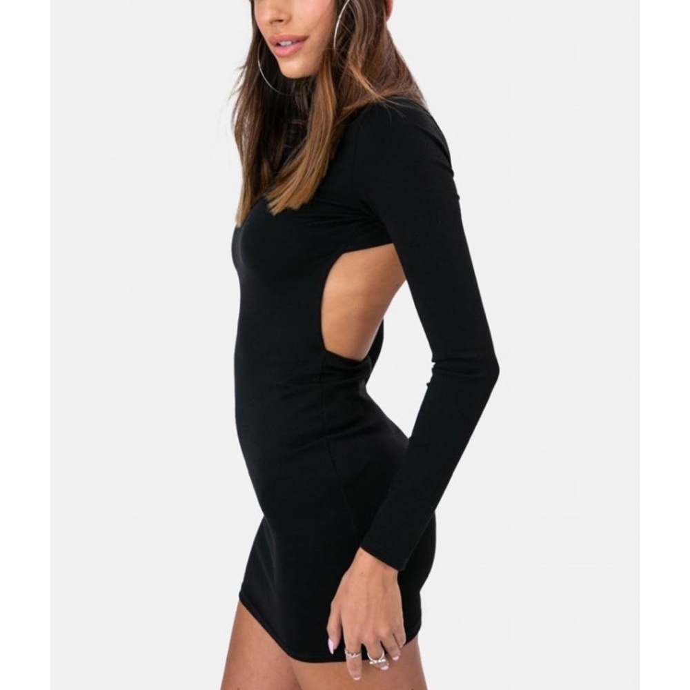 Turtle neck open back dress